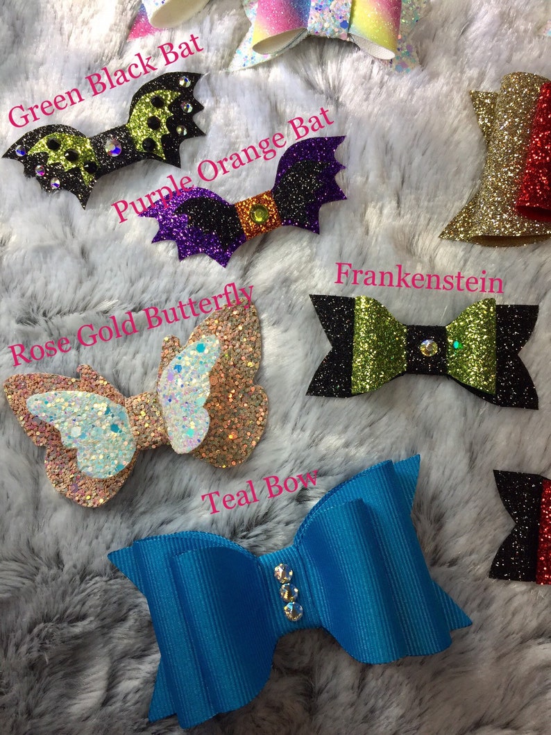 Custom Pet Dog hair bows with Swarovski crystals clips barrettes match to shop outfits or create your own image 4