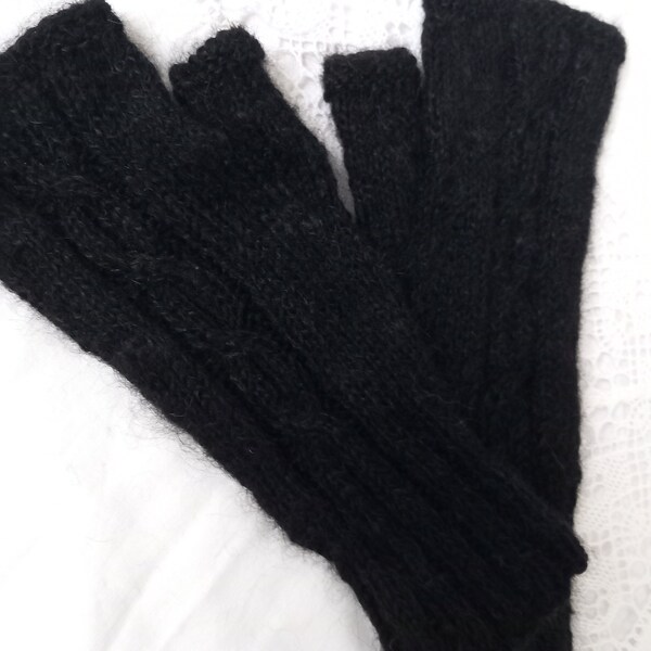 Fingerlose Handschuhe aus Alpaka-Merinowolle