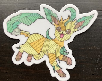Leafeon Sticker, 3" x 2.42" Vinyl Sticker, Fanart