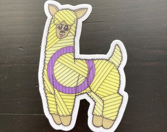 Intersex Pride Llama Sticker, 2.08" x 3" Vinyl Sticker