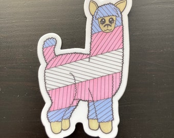 Transgender Pride Llama Sticker, 1.99" x 3" Vinyl Sticker