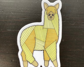Yellow Llama Sticker, 1.89" x 3" Vinyl Sticker