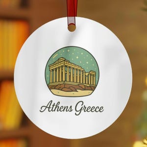 Ornamenti in metallo personalizzati di Atene: ricordi natalizi personalizzati per regali unici ispirati alla Grecia
