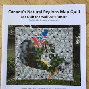 Patrón de edredón de mapa de la región natural de Canadá, cama tamaño queen o edredón de arte de edredón de pared