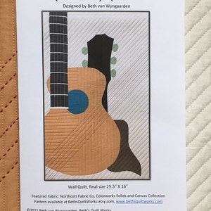 Strum (Acoustic) Art Quilt Pattern, Paper Copy, Acoustic Guitar