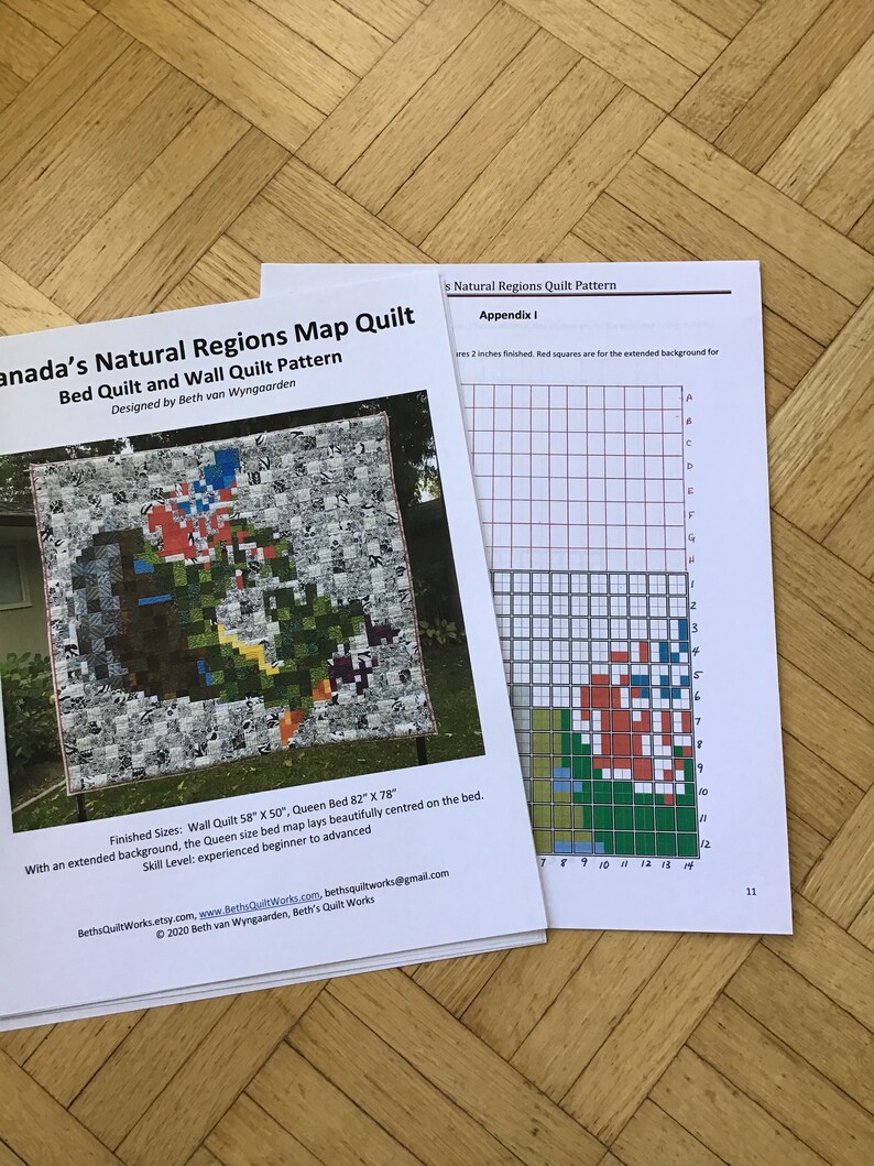 Canada's Natural Regions Map Quilt Pattern (paper), Queen Size Bed ...
