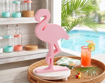 Large Pastel Pink Flamingo Centerpiece, Tropical Beach House Decor, Summer Table Accent