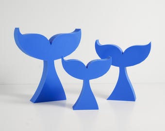 Whale Tail Shelf Sitters, Coastal Beach House Decor