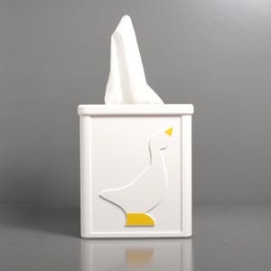 Folk Art Goose Decor Modular Tissue Box Cover – Interchangeable Panel Design