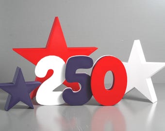 Americana 250th Birthday Stars Decor Set, Patriotic Shelf Sitters