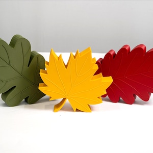 Rustic Fall Leaf Shelf Sitters: Farmhouse Autumn Tiered Tray Decor Thanksgiving Table