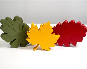 Rustic Fall Leaf Shelf Sitters: Farmhouse Autumn Tiered Tray Decor Thanksgiving Table