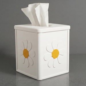 Daisy Modular Square Tissue Box Cover – Interchangeable Panel Design