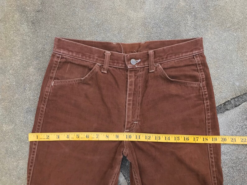 1970\u2019s Lee W31.5 L34 Moleskin Flared Bootcut Jeans Brown Talon Zipper Cotton #D32
