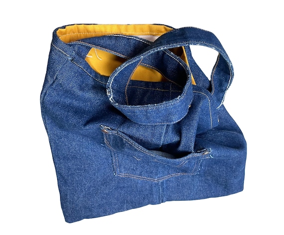 80s 90s Wrangler Tote Shoulder Bag Denim USA - image 5