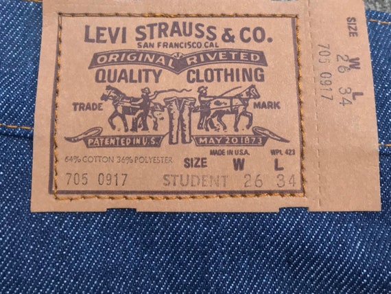 1980's W26 L34 Levis 705 Student Cut Slim Hips  D… - image 5