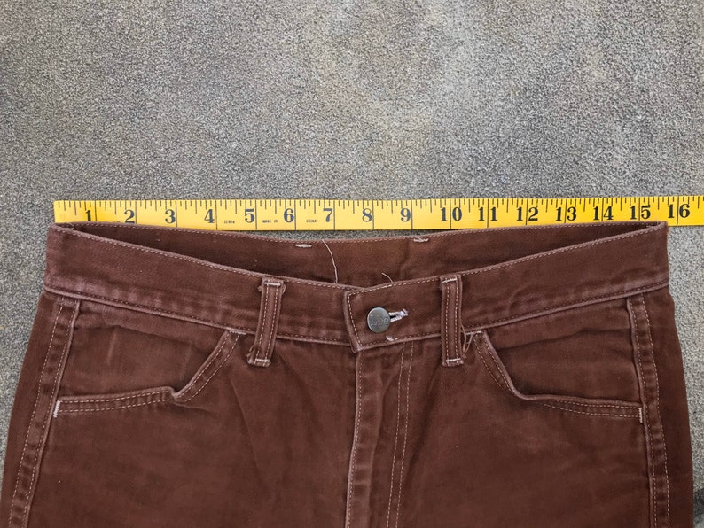 1970\u2019s Lee W31.5 L34 Moleskin Flared Bootcut Jeans Brown Talon Zipper Cotton #D32