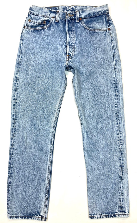 Levis W30 L29 USA 501 Slim Vintage Jeans Faded Ac… - image 2