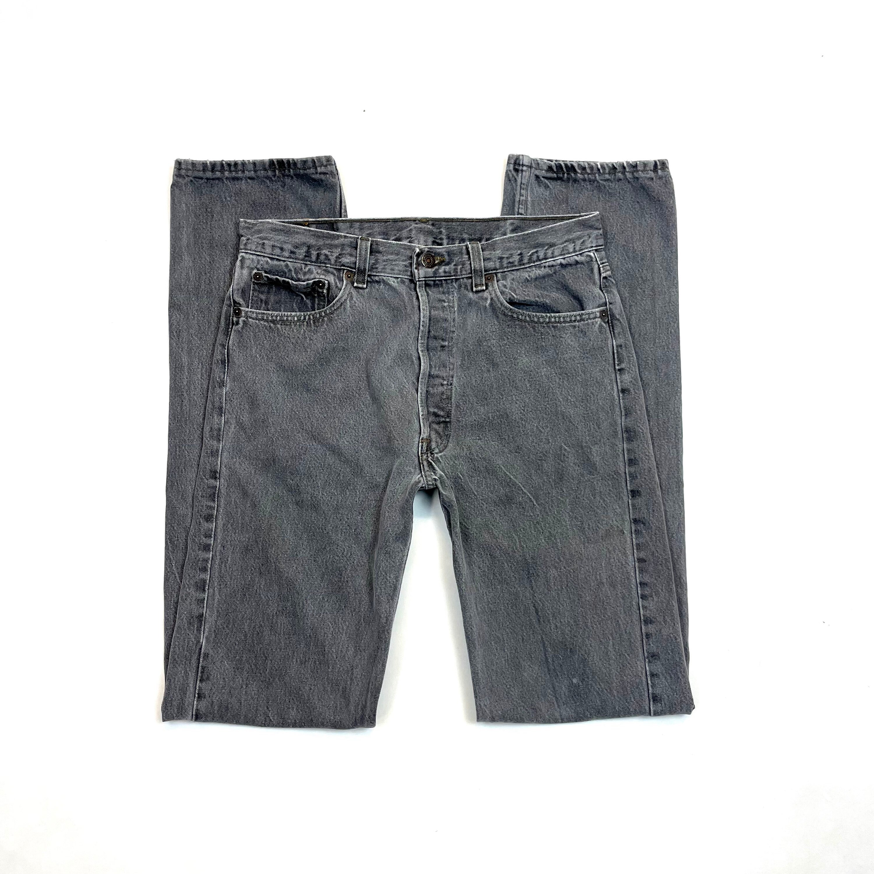 Levis W32 L36.5 USA 501 Slim Faded Charcoal Jeans Button Fly | Etsy