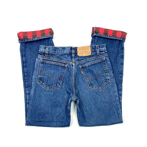 Levis W32 L32 USA Flannel Lined 80's Plaid Vintage Jeans 515