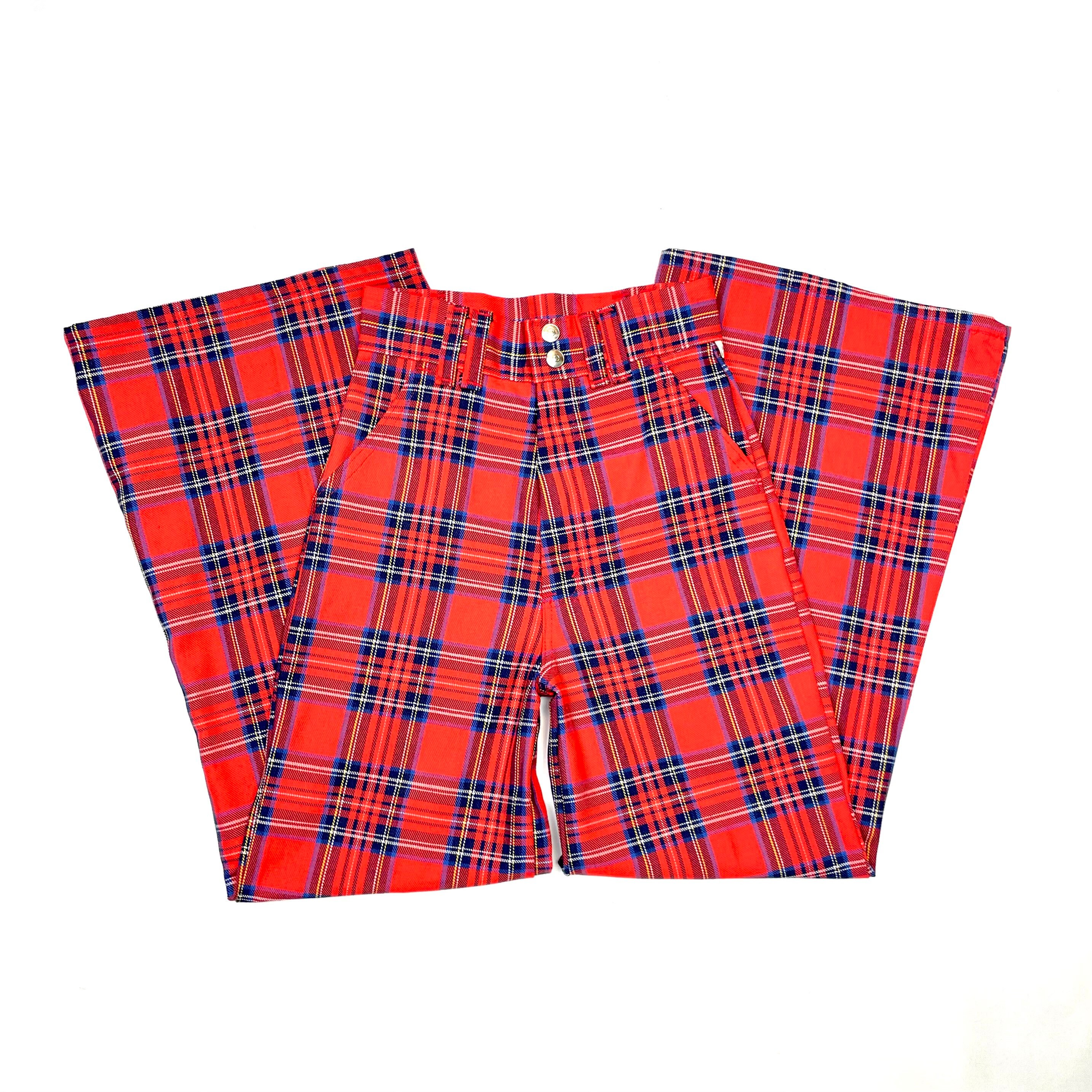 green plaid high waisted pants