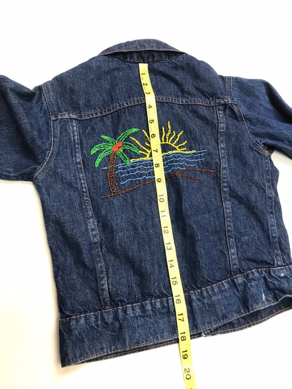 1970’s Young Children’s Embroidered Pleated Denim… - image 8