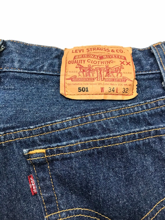 Levis W32 L32 501 USA Vintage Jeans Dark Few Wash… - image 4