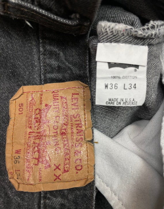 Levis W33.5 L32.5 USA 501 Vintage Faded Charcoal … - image 5