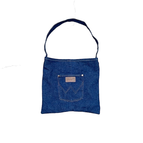 80s 90s Wrangler Tote Shoulder Bag Denim USA - image 1