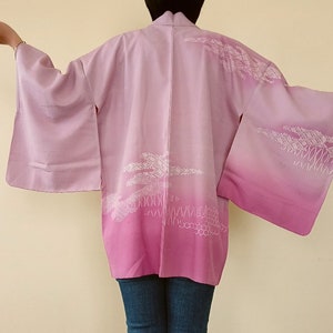 Purple Silk Haori Jacket, Japanese Silk Oversized Jacket, Vintage Kimono Jacket, Japanese Haori for Women, Kimono Cardigan