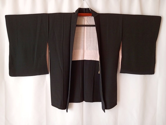 Black Silk Haori Kimono Jacket for Women with Emb… - image 4