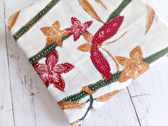 Hand-Drawn Indonesian Batik Fabric: Colorful Scenic Cotton, 2.5 Yard