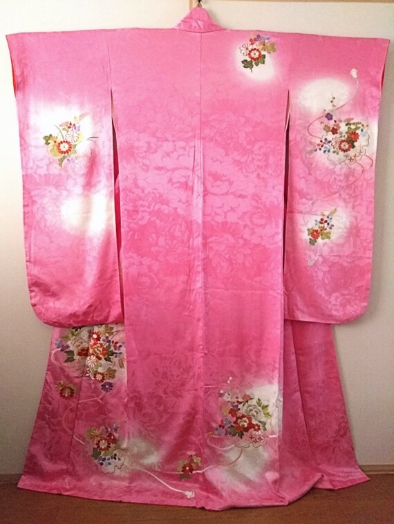 Vintage kimono Japanese kimono ombre pink silk kim