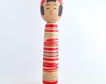 関口東亜こけし、ヴィンテージ木製創作こけし、日本の手作り民芸品