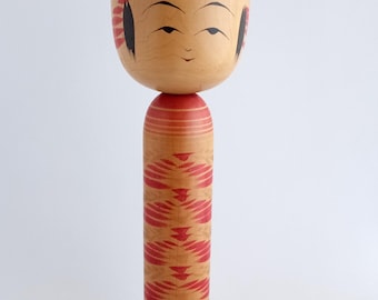 ヴィンテージこけし人形：「無神」渡辺正夫作、サイン入り日本民芸品