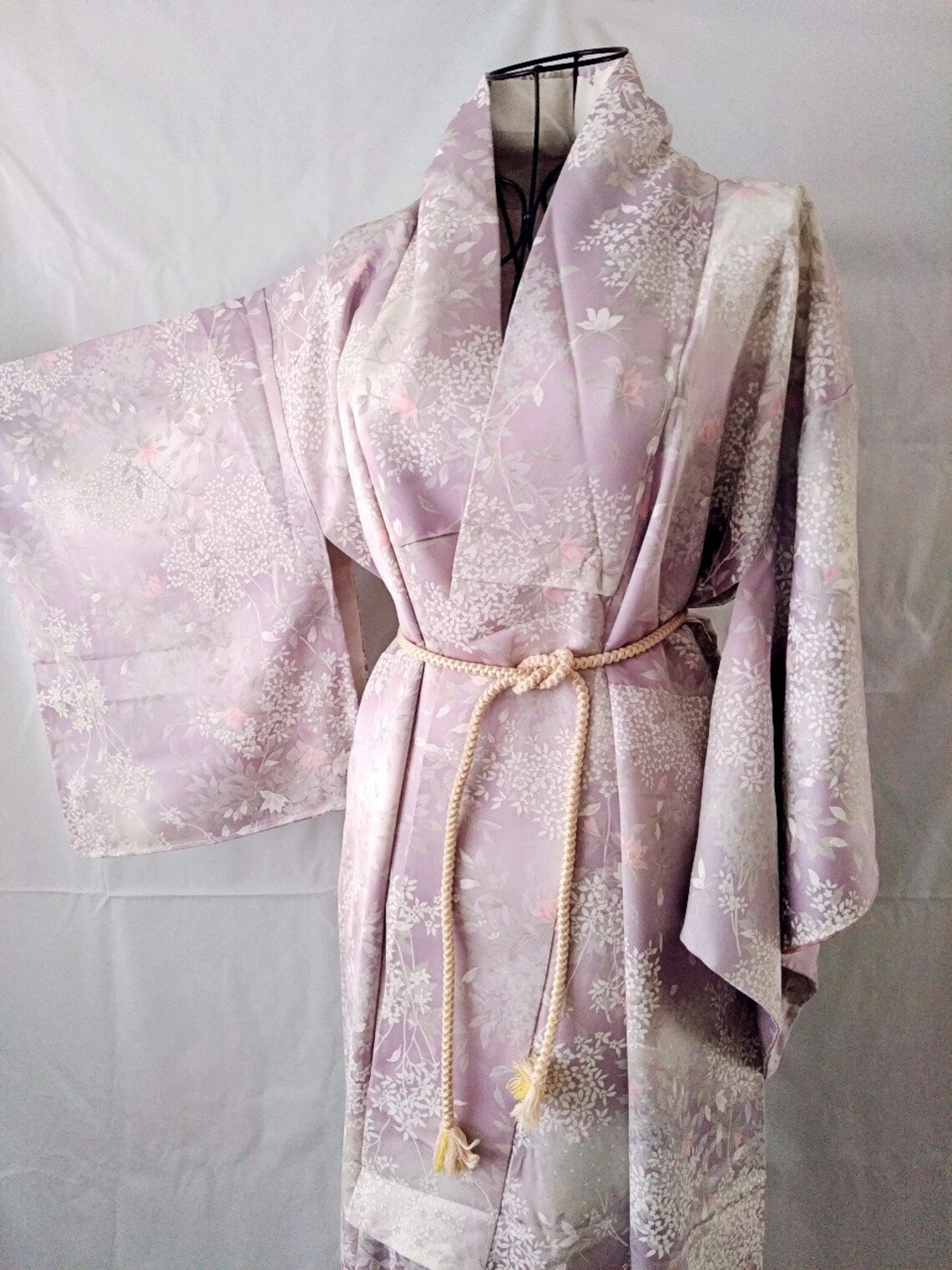 Floral Purple Kimono Authentic Japanese Silk Kimono Dress Etsy