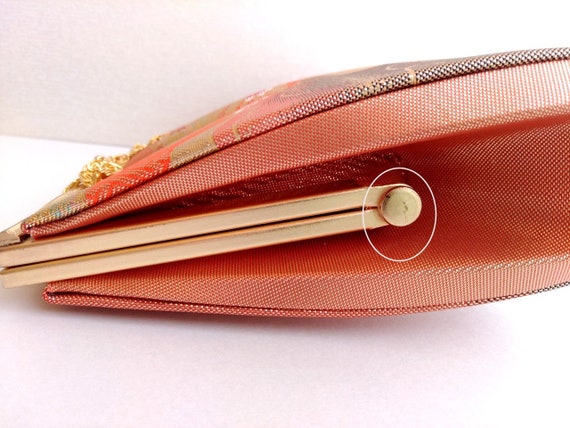 Vintage Japanese Brocade Bag, Orange Brown Kimono… - image 7