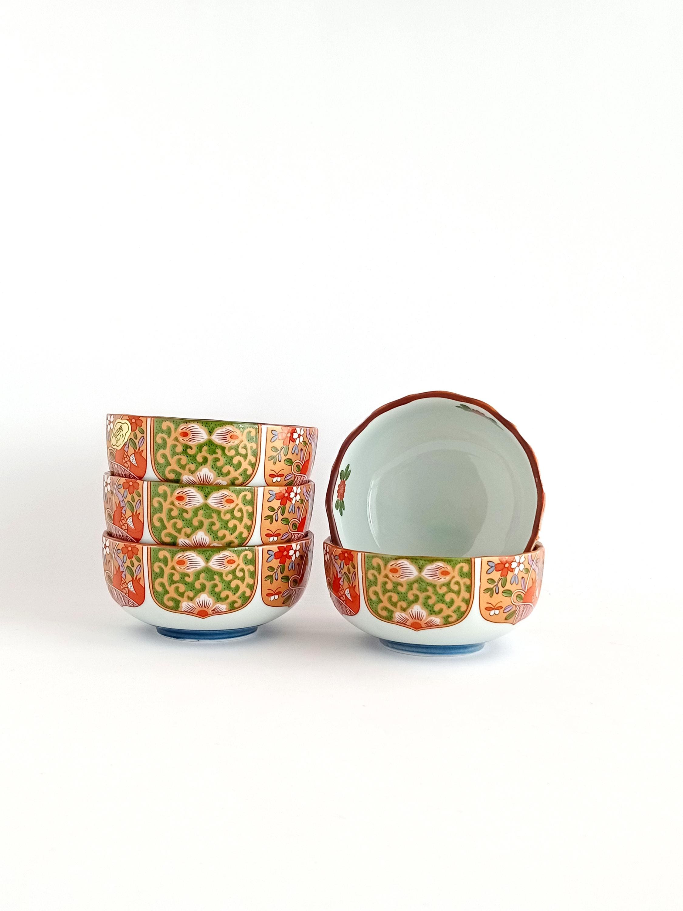 アンティーク手書き小鉢 花柄と幾何学模様の陶磁器小鉢31個セット