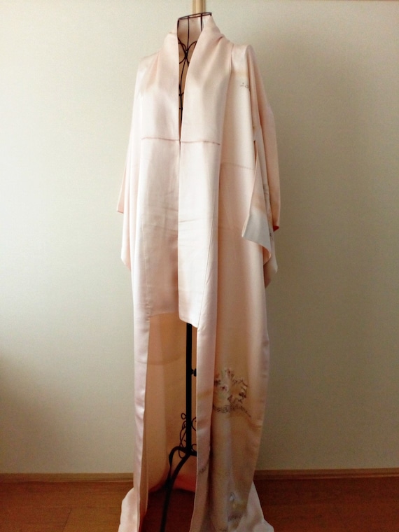 Vintage kimono Japanese kimono pastel pink silk ki