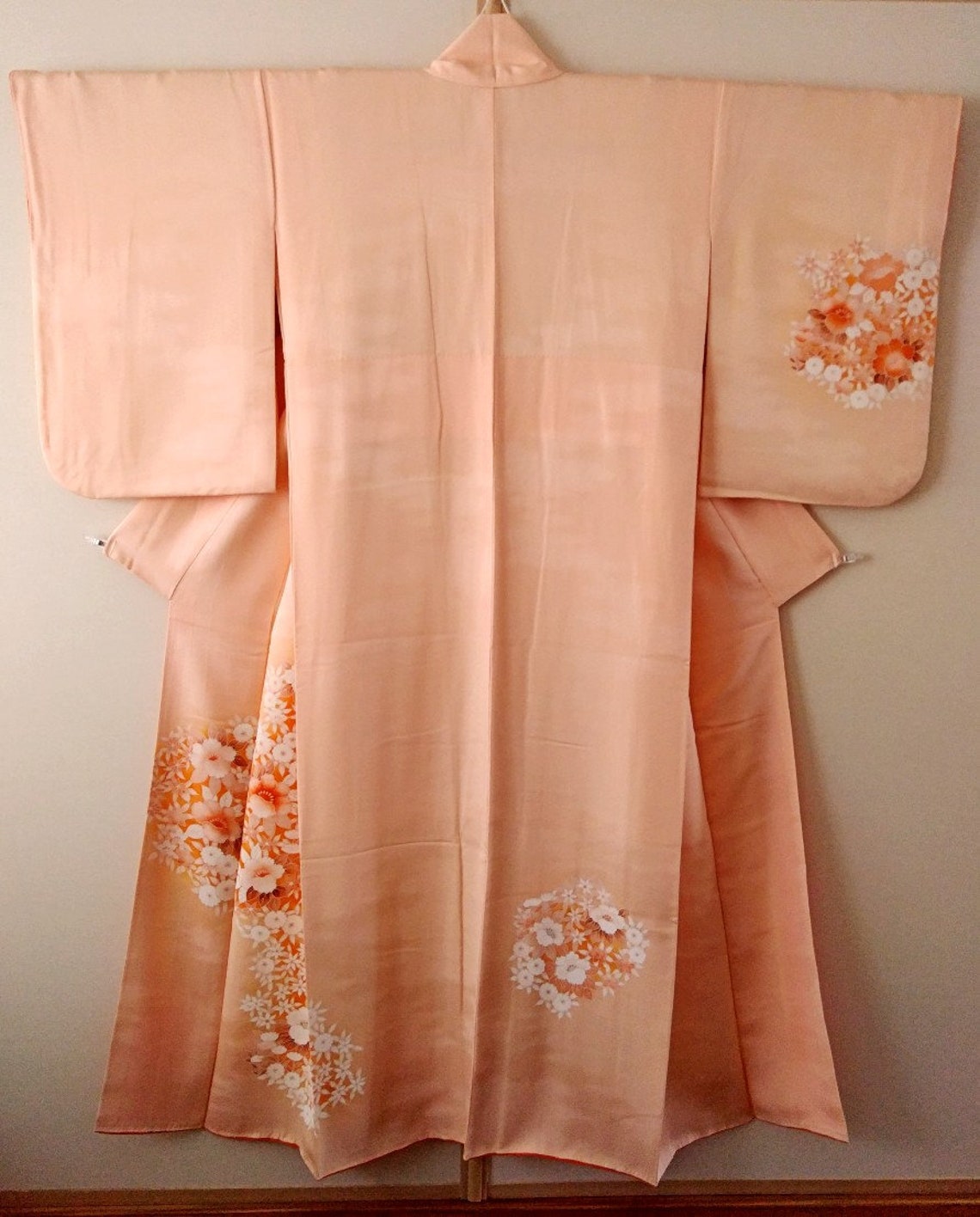 Vintage kimono Japanese kimono pastel orange silk kimono with Etsy