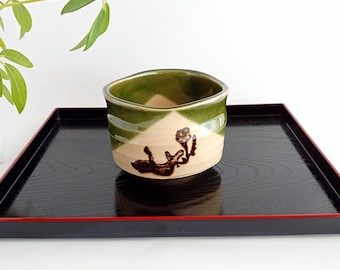 【 水指 / 織部焼 】 茶道具 茶道 伝統陶芸品 茶器/茶道具 水指（水差し）】 織部焼き 竹節又は志野焼き 竹節又は菊