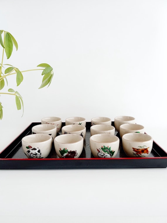 ヴィンテージ 九谷焼 酒器セット – 十二支 12個セット