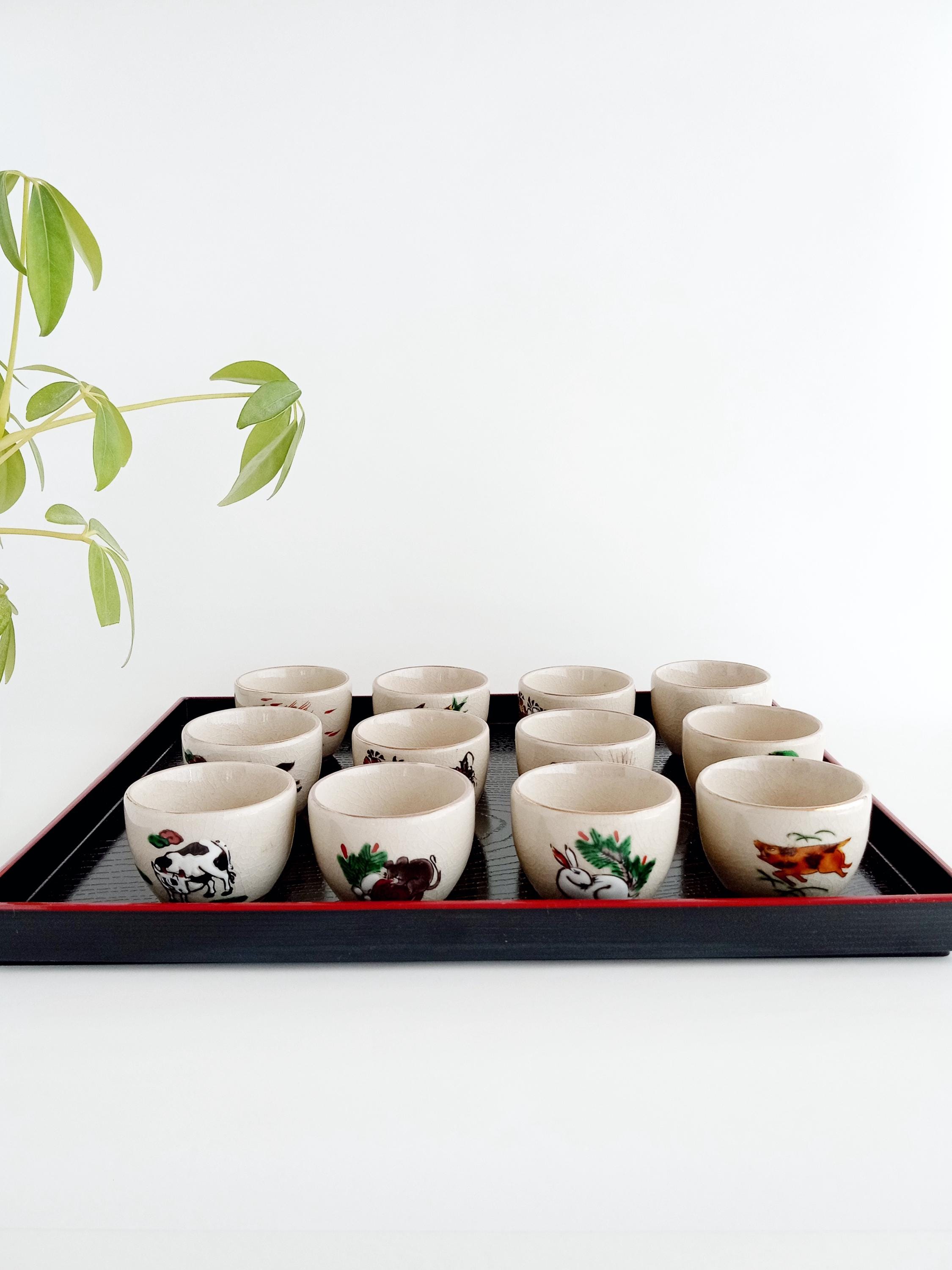 ヴィンテージ 九谷焼 酒器セット – 十二支 12個セット – コレクターズ