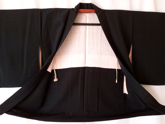 Black Silk Haori Kimono Jacket for Women with Emb… - image 6