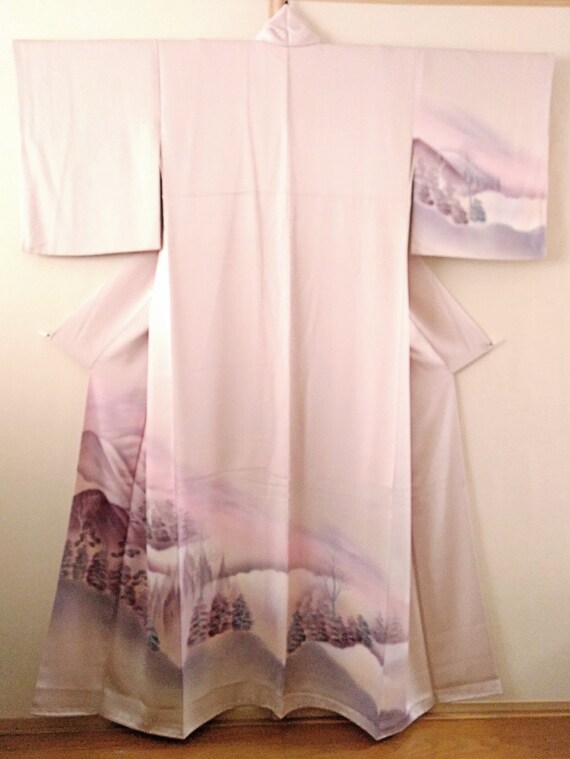 Vintage Japanese kimono soft purple silk kimono sc