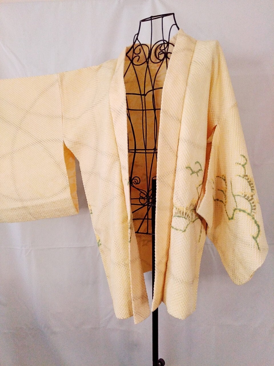 Yellow Shibori Kimono Jacket Vintage Haori Jacket Japanese - Etsy