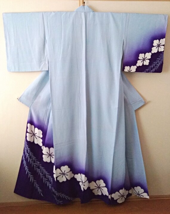 Vintage kimono Japanese kimono ombre blue kimono h