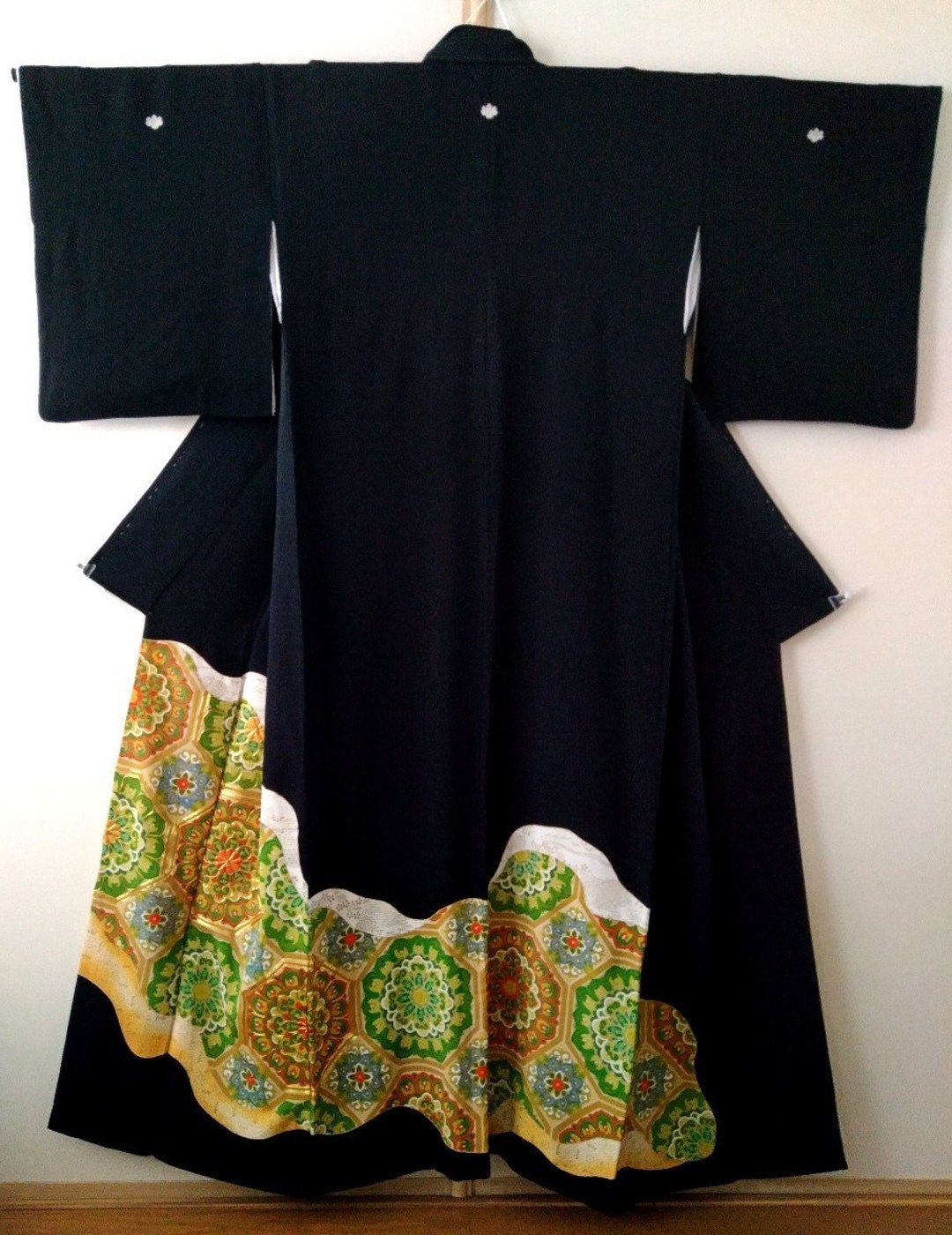 Black Tomesode Kimono Vintage Japanese Kimono Robe Kuro - Etsy