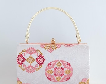 Vintage Obi Silk Kimono Bag: Floral Crest – Nishijin Ori Japanese Clutch – Wedding Purse
