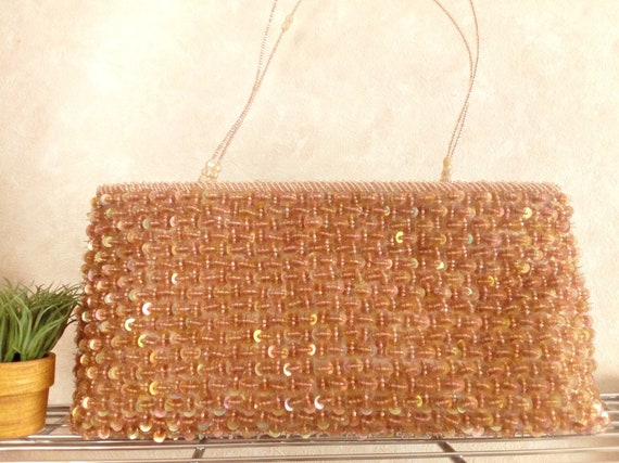 Vintage sequin bag Japanese clutch sequin purse ki